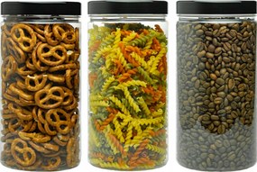 1,5 L-es Tároló Edény Műanyagból, 1500 ml-es Szett. Tésztához, kásához, fűszerekhez