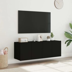 2 db fekete falra szerelhető TV-szekrény LED-del 60x35x41 cm