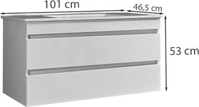 Cube 100 alsó fürdőszobabútor kerámia mosdóval 2 fiókos antracit szürke