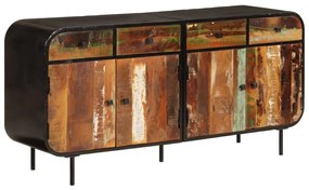tömör újrahasznosított fa és fém tálalószekrény 140x35x70 cm