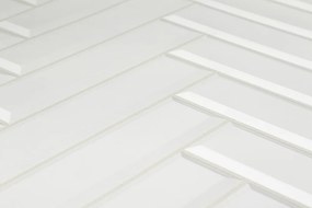 3D PVC falpanel Fehér halszálka mintás , fényes fehér minta krém fugával