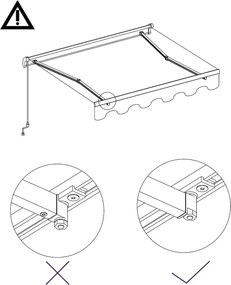 Kék és fehér kézzel kihúzható napellenző 350 x 250 cm