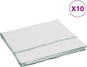 vidaXL 10 db fehér tisztító kendők zöld csíkokkal 50 x 60 cm