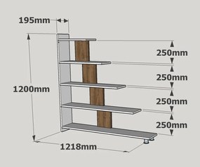 könyvespolc Reward - White, Walnut