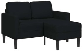fekete anyagból 2 üléses kanapé L-alakú kanapéval 125 cm