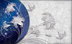 Fotótapéta Liliomok és geometria szürke háttérrel Absztrakt 208x146 +ragasztó