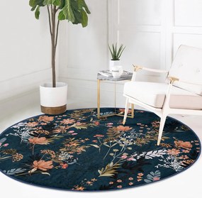 Sötétkék mosható-robotporszívóval tisztítható kerek szőnyeg ø 100 cm Comfort – Mila Home