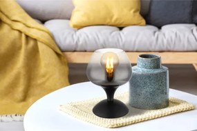 Globo 15548T2 Asztali lámpa fém fekete matt, füstszínű/átlátszó színátmenetes üveg búra, fekete textil kábel, billenőkapcsoló a kábelen, ø: 150mm, M: 205mm, kábel hossza 1500mm, 1x E27 40W 230V izzó nélkül