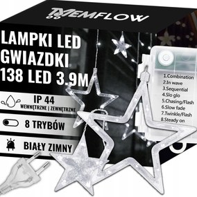 Karácsonyfa Fényfüzér Fényfüggöny Fények Csillagok Fehér Hideg