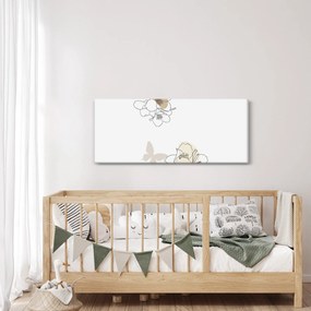 Kép - Bézs virágok pillangóval N⁰2 (120x50 cm)