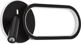 Érme Fali Lámpa Ovális Fekete 13W Led 3000K, 4000K, 6000K Lámpabúra Fehér