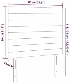 világosszürke bársony LED-es fejtámla 80x5x118/128 cm