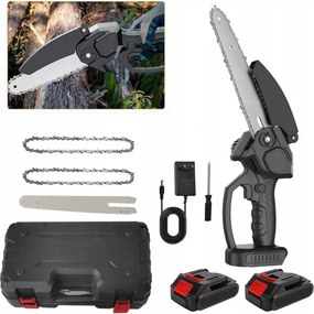 Akkumulátoros Szénkefe Nélküli Láncfűrész 8” 2xAKU 21V Ágfűrész