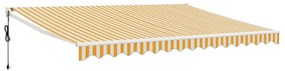 sárga-fehér automata behúzható napellenző 4,5 x 3 m