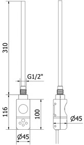 Mexen, Mexen Ares elektromos fűtés 900 x 500 mm, 300 W, króm - W102-0900-500-2300-01