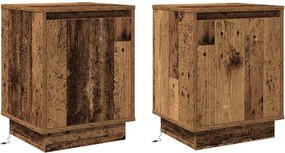 vidaXL Éjjeliszekrény 2 pcs Öreg fa 39 x 34,5 x 50 cm Faanyag