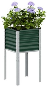 zöld acél kerti virágláda 45 x 45 x 88 cm