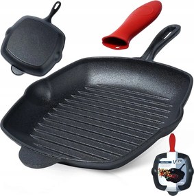 Indukciós serpenyő Grillezéshez Öntöttvas Négyzet alakú Vilde 28 x 28 cm