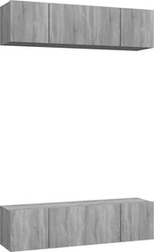 vidaXL 4 db szürke sonoma színű szerelt fa fali TV-szekrény 60x30x30cm