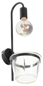 Modern fali lámpa fekete üveggel - Roslini