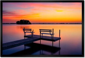 Poszterek keretben 60x40 Naplemente tó