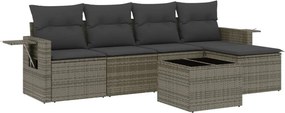 vidaXL 6 részes szürke polyrattan kerti ülőgarnitúra párnákkal