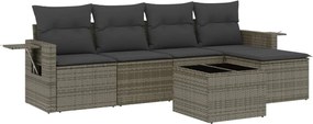 vidaXL 6 részes szürke polyrattan kerti ülőgarnitúra párnákkal