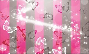 Flizelin fotótapéta rózsaszín pillangók elegancia és frissesség 254x184 +ragasztó