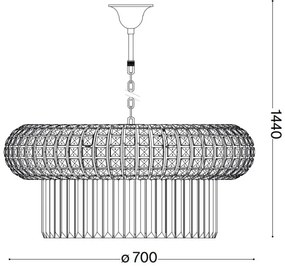 Ideal Lux - Kristály csillár láncon NABUCCO 16xE14/40W/230V átm. 70 cm arany