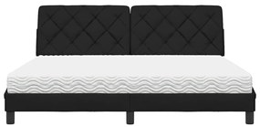 fekete szövet ágy matraccal 180x200 cm