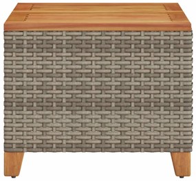 szürke polyrattan és akácfa kerti asztal 45 x 45 x 37 cm