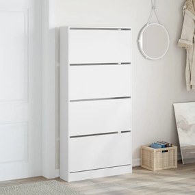 fehér cipőszekrény 4 kihajtható fiókkal 80 x 21 x 163,5 cm