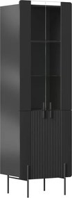 Malmi vitrines szekrény 60 cm négyajtós - matt fekete / fekete lábak