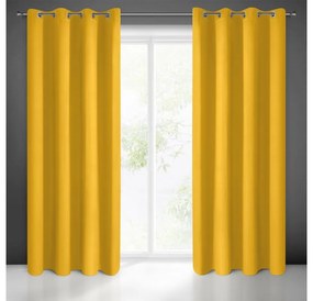 Sárga sötétítő függöny félig matt szövetből mustársárga 135x250 cm