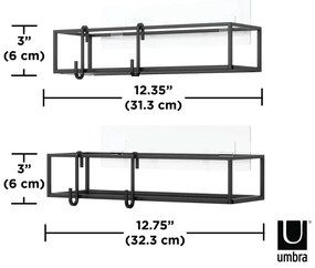 Fekete öntapadós acél fürdőszobai polc szett 2 db-os Cubiko – Umbra