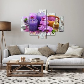 Orchideák és gyertyák képe (150x105 cm)