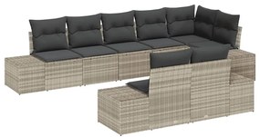 vidaXL Kerti Kanapé Szett párnával 8 pcs Világosszürke polirattan