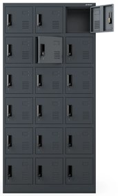 KAROL többrekeszes szociális szekrény, 900 x 1850 x 400 mm, antracitszürke