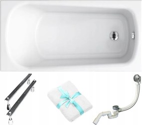 Téglalap alakú akril kád Cersanit Nao 150x70 lábszifon törölköző