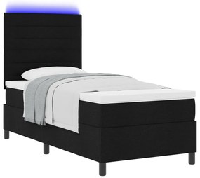 Rugós ágy matraccal és LED fényekkel - Fekete - 100 x 200 cm