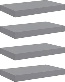 vidaXL 4 db szürke MDF lebegő fali polc 40 x 23 x 3,8 cm