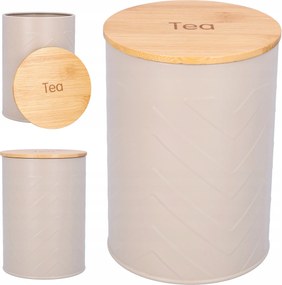 Tea Tartály bézs fém 1,4l bambusz skandináv stílus