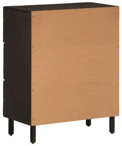 2 db fekete tömör mangófa tálalószekrény 60 x 33 x 75 cm