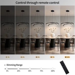 Brilagi-LED Dimmelhető függőlámpa TWISTER LED/75W/230V átm. 70 cm fekete + távirányító