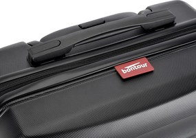 BONTOUR “wave” közepes duplakerekes gurulós bőrönd, fekete, m méretű
