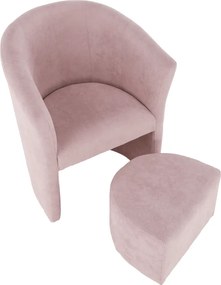 Klub fotel puffal, rózsaszín, ROSE