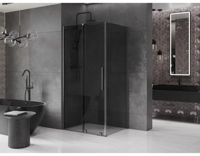 Mexen Velar, tolóajtós zuhanykabin 100 x 80 cm, 8mm szürke üveg, polírozott grafit, 871-100-080-41-66