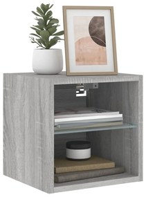 szürke sonoma színű fali TV-szekrény LED-ekkel 30x28,5x30 cm