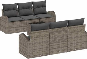 vidaXL Kerti Kanapé Szett tárolóval párnával 7 pcs Szürke polirattan