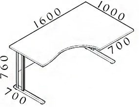 Visio ergonomikus asztal 160 x 100 cm, jobb, dió